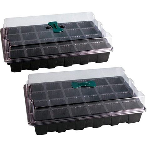 Paquet de 3 Plateaux de Pépinière de Semis de 24 Cellules en Plastique Pot de Pépinière de Jardin de Fleurs Kit de Plateau de Plantation de Graines avec Couvercle Boîte de Culture de (BLACK) (1/5)