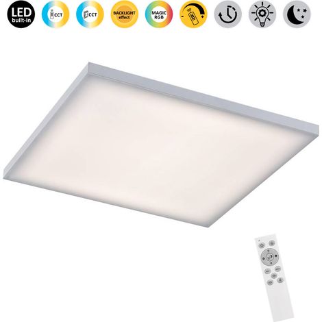 Plafonnier carré 40 cm LED 24W RGB télécommande blanc (1/5)