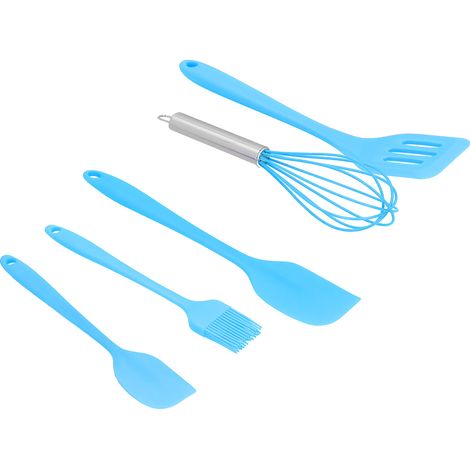 Spatule Silicone 5 Pièces, Ustensile Cuisine DIY Pâtisserie, Outil Décor Gâteau Bleu, Lot pour Maison Boulangerie (1/5)