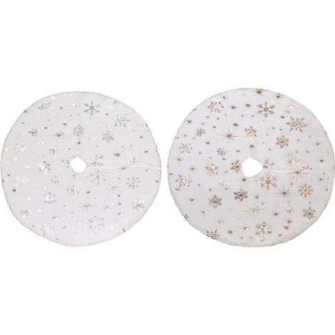 Mini Jupe De Sapin De Noël Blanc 78cm 2pcs Tapis Rond Doux Pour Petit Arbre Décoration De Vacances Parfaite Pour Bureau Ou Maison (1/4)