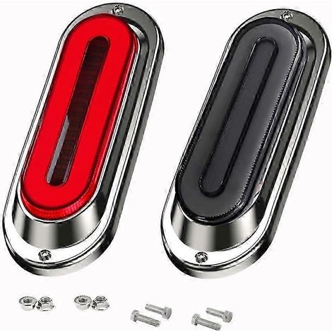 Lot de 2 feux ovales chromés de 15 cm pour remorque, 114 LED, feux de freinage et clignotants dynamiques, lentilles fumées (1/4)
