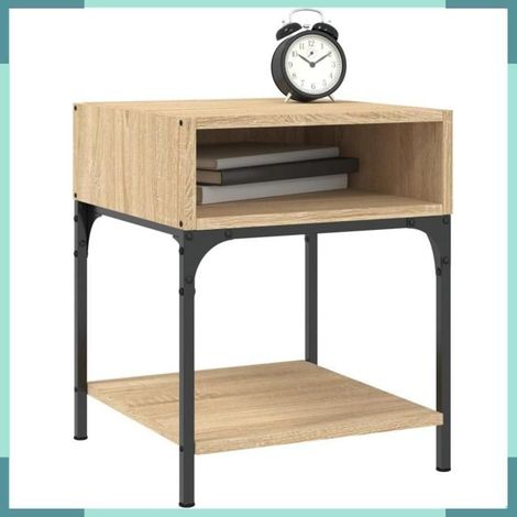 Tables de chevet - 825876 - chêne sonoma - bois d'ingénierie & fer - 40 x 41 x 50 cm (1/5)