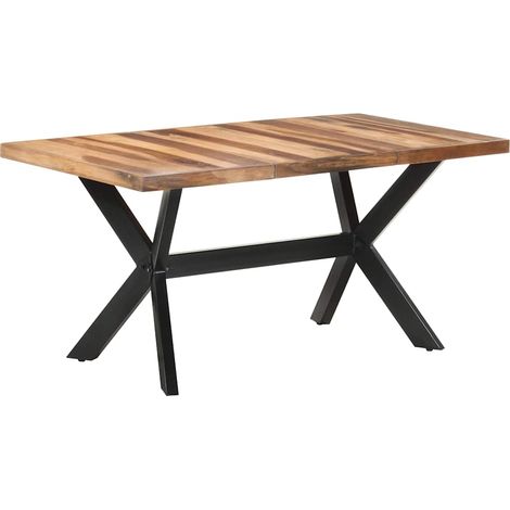 vidaXL Mesa de comedor de madera acacia acabado miel 160x80x75 cm (1/5)
