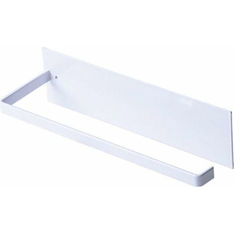 Porte Essuie-Tout, Porte-Papier Cuisine Mural, Supports pour Papier Essuie Tout sans Perçage, Porte-Rouleau Cuisine en Métal, Dérouleur Sopalin Auto-Adhésif Cuisine, 25cm - Blanc (1/5)