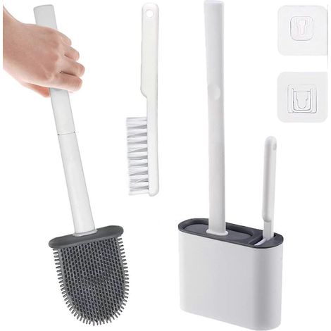 Brosse de toilette en silicone avec petite brosse et bac de récupération des eaux de pluie. (1/5)