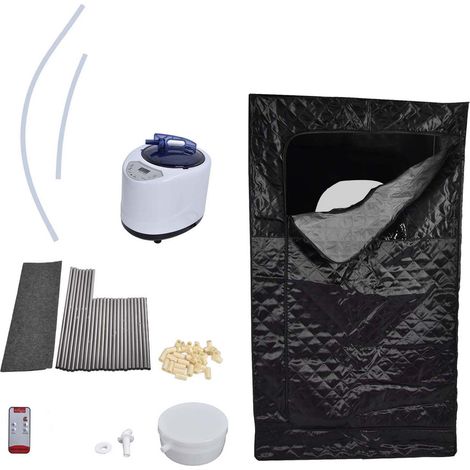 Kit sauna vapeur portable 1000 W, générateur de vapeur réglable de 1 à 9 vitesses, tente de 2,68 L pour la relaxation, compatible UE AC 220-240 V (1/5)