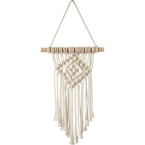 Handwoven cotton macrame wall tapestry, bohemian geometric art, beautiful wall decor. (1/5)