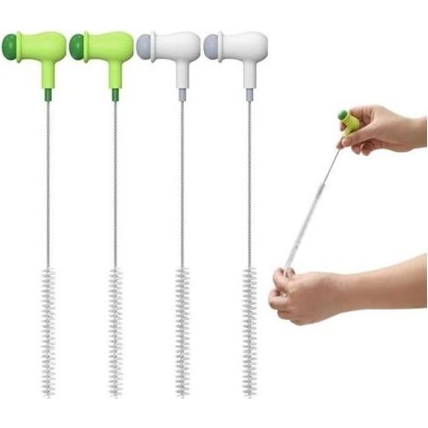Lot de 4 brosses de nettoyage pour paille Design fantaisie 2 en 1 Petite brosse de nettoyage pour bouteilles et couvercles Longues brosses en nylon (1/5)