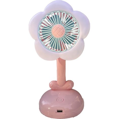 Mini Ventilateur USB Fleurs, Rechargeable avec Lumière LED, Silencieux pour Bureau, Cadeau Déco - Alovez-WCY