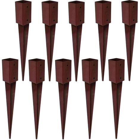 Fence Post Spikes 10 Pack 750mm x 75mm Steel Drive In Fence Post Support Holders No Dig Powder Coated Garden Fencing