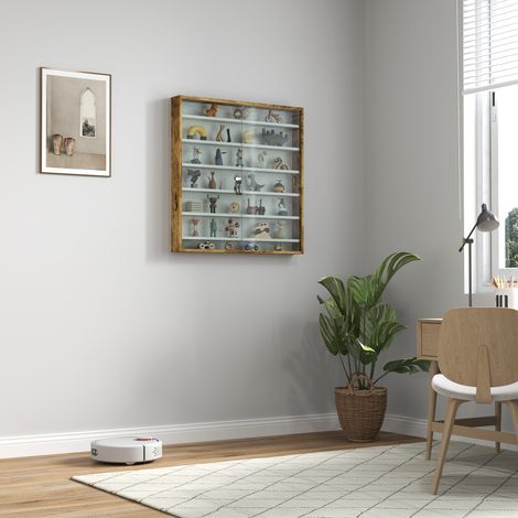 Vitrine pour collection murale 80 x 9 5 x 83 cm 6 étagères réglables en hauteur 2 portes coulissantes verre (1/5)