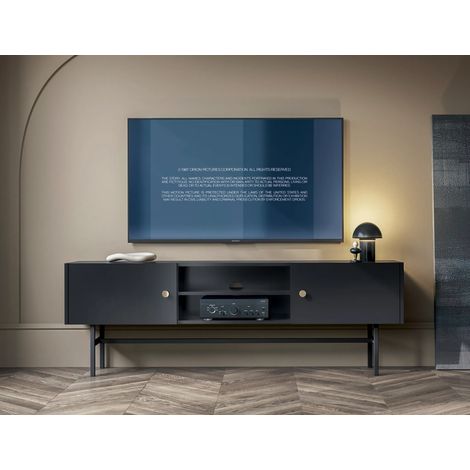 AX LIVING TV Bank schwarz Dinley – 155 cm Lowboard glatt & modern
