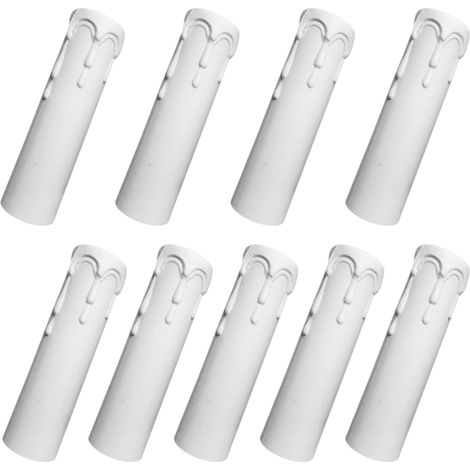 Paquet de 9 bougies gouttes gouttes en plastique couvre les tubes pour lustre lumière pendants luminaires blanc (1/5)