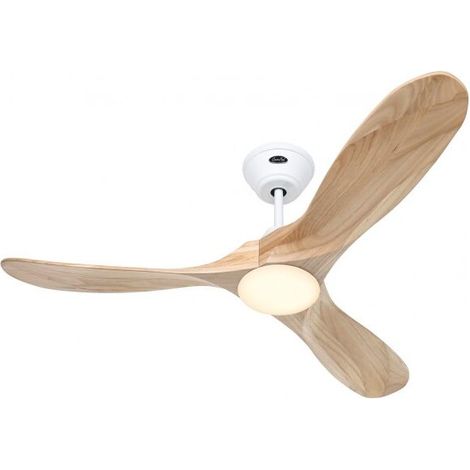 Ventilateur de plafond à économie d'énergie 122 cm – 3 pales en bois naturel – Moteur DC 3.3-16.5W – Télécommande sans fil – Lampe LED 17W (1/5)