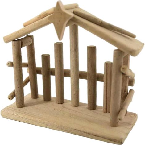 Nativity Scene - Wooden Resin Manger Set - Christmas Home Decoration - Wide Cabin 32x11.5x25cm - 1 Piece (1/5)