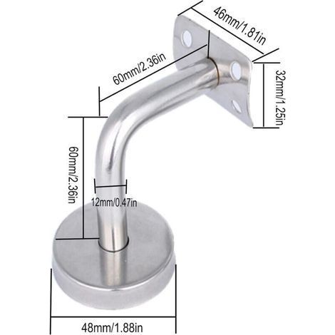 Handlaufhalterungen zur Wandmontage, Treppengeländerhalterungen aus Edelstahl, Wandbefestigungen, Handlaufhalterungen für Treppengeländer, silberne Geländer-Wandhalterung, 4 Stück (1/4)
