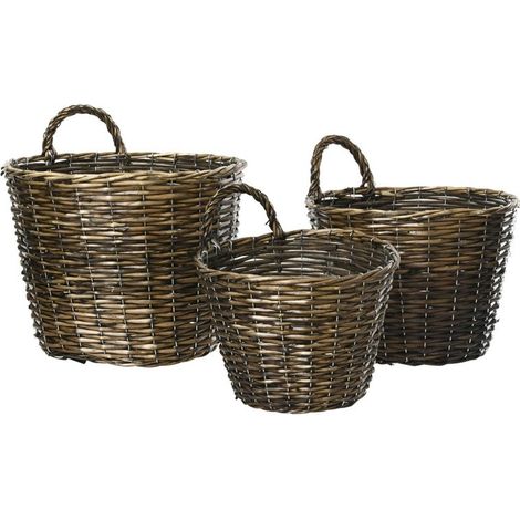 Set 3 cestini copri base per albero di Natale in vimini 38 × H30 cm