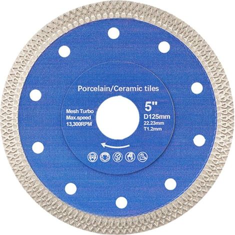 Irovami Lame de scie durable pour la coupe de carrelage, marbre, dalles de pierre et granit, 125 x 22,23 mm (1/5)