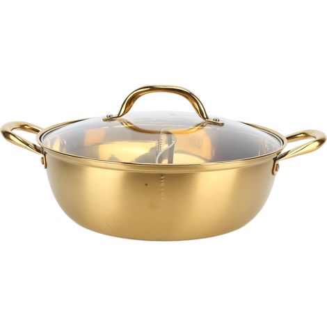 Hot Pot, 30,3 cm Durchmesser, Edelstahl 304, rostfrei, separates Design, Mandarin-Enten-Topf, Gold (1/5)