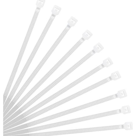 Collier de Serrage en Nylon - Attache Câble Petit Format - Serre-Câbles - Lot de 500 Pièces (200mm x 3.2mm, Blanc) (1/5)