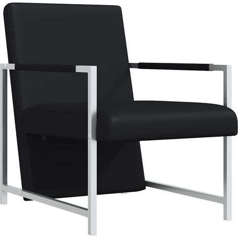 Maison Exclusive - Poltrona con Gambe Cromate Nera in Similpelle