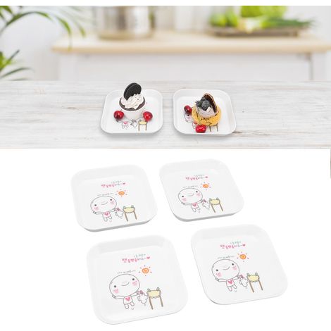 Assiette à grignoter 4 pièces / Assiette à cracher les os / Service de petites assiettes / Assiette à cracher les os / Petite assiette carrée / Assiette à fruits / Assiette à déchets / Assiette à grig (1/5)