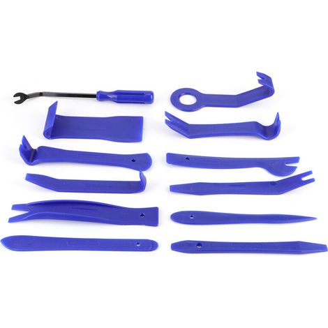 Kit d'outils de retrait de garniture 12 pièces autocollant de couvercle de garniture intérieure enlèvement de panneau de porte tableau de bord couvercle de radio Clip de porte garniture GPS kit d'outi (1/5)