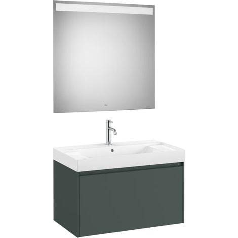 MUEBLE LAVABO CENTRADO 800X460 ONA STANDARD 1 CAJÓN + ESPEJO VERDE MATE
