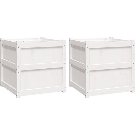 Maison Exclusive - Pflanzkübel 2 Stk. Weiß Massivholz Kiefer