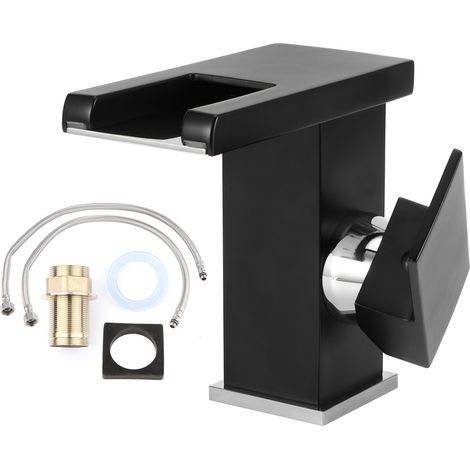 Robinet de lavabo cascade à LED 3 couleurs changeantes, mitigeur monocommande, pour salle de bain et cuisine, norme UE 3/8 (1/5)