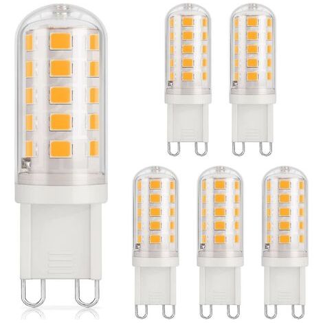 6 x G9 LED bulbs, 3 W, 430 lm, 40 W halogen equivalent, warm white (3000 K), 220–240 V, CRI 85, non-dimmable, energy saving, ceramic base, standard G9 socket (1/4)