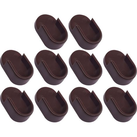 10x Support de tringle ovale tube barre 30x15mm penderie armoire placard montage mural plastique, marron foncé (1/4)