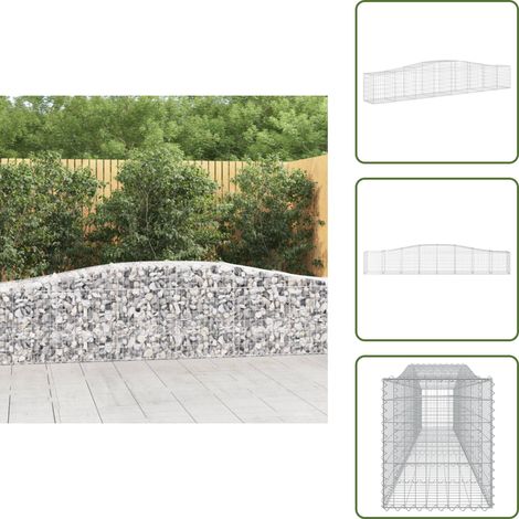 Panier de gabions arqué 400x50x60/80 cm Fer galvanisé - Paniers De Gabions - Mur De Gabions - Clôture Végétale - Décoration Jardin - Barrieres Jardin (1/5)