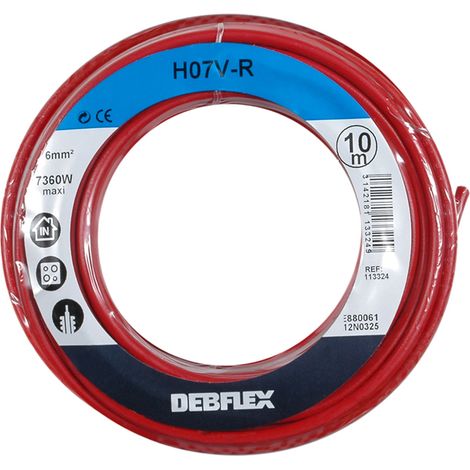 DEBFLEX - BOBINOT HO7V-R 6 MM² 10M ROUGE - 113324 (1/2)