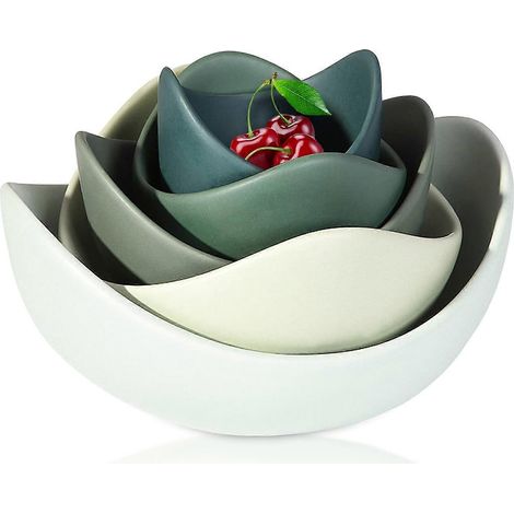 Saladiers, lot de 5 bols de service en porcelaine, bols à pâtes en forme de lotus, compatibles lave-vaisselle et micro-ondes (1/4)