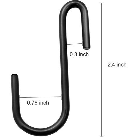 20 Pack 6cm Heavy Duty S-shaped S-hooks For Kitchen, Bathroom, Bedroom And Office (20 Pack, Small, Black) (1/4)