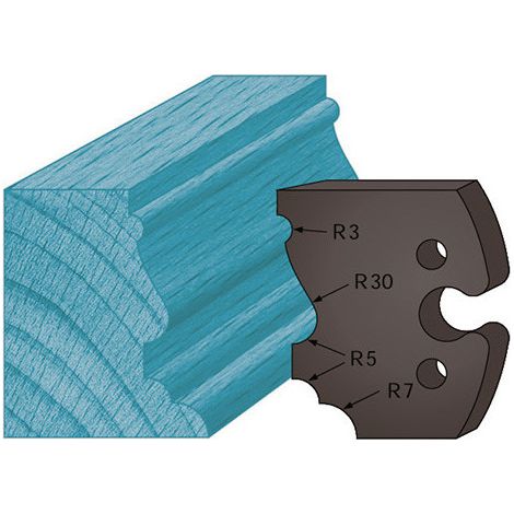 Diamwood Jeu de 2 contre-fers profilés en acier - Ht. 48 x 5,3 mm - Entraxe 24 mm pour porte-outils de toupie - Fer M210 compatible - Haute qualité suisse