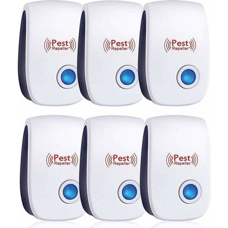 Ahlsen Ultraschall-Insektenabwehr, 6er-Pack Ultraschall-Rattenabwehr, Ultraschall-Rattenfliegen, Mücken, Schädlinge, Spinnen, Kakerlaken, sicher und ungiftig