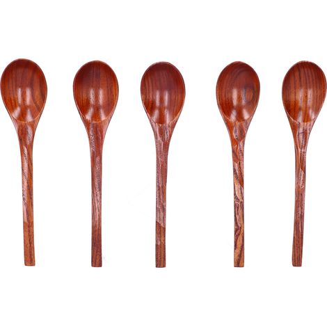5 cuillères en bois anti-dérapantes à manche long pour soupe chaude, cuisson et mélange, conduction lente de la chaleur (1/5)