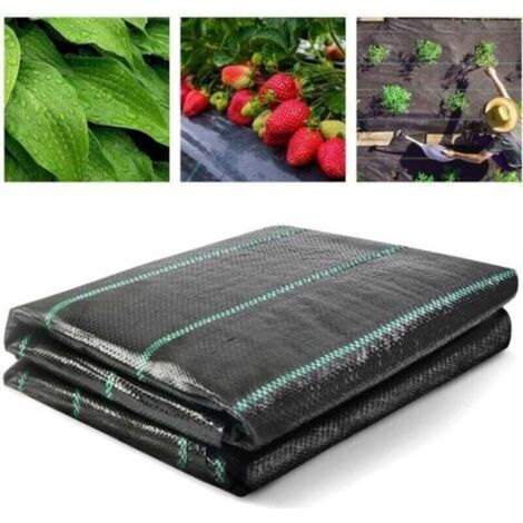 Toile De Paillage - Geotextile Anti Mauvaises Herbes 2 x 10 M - 100 g/m² - Polypropylène Tissé - Perméable UV Résistant (1/4)