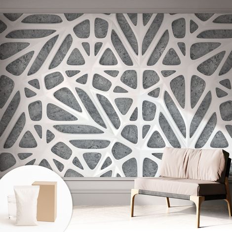 Papier peint intissé décoratif pour salon chambre et cuisine Facile à poser avec colle Réseau géométrique 312x219 cm (1/5)
