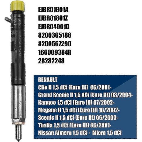 Injecteur de carburant pour moteur Renault Megane Kangoo 1.5 DCI