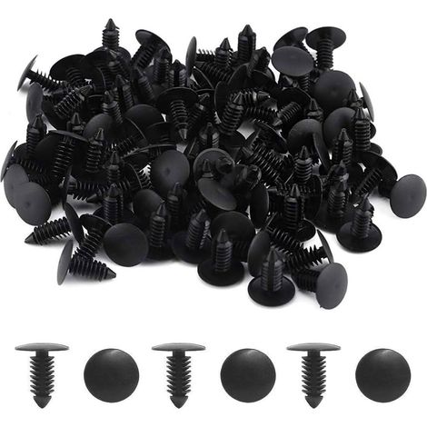 BRAVIX 50 pièces Rivet Clips Plastique- Clips Plastique Rivet Carrosserie Garniture Garniture de Retenue de Fixation de Rivet Pare-Chocs de Voiture pour Voiture(Noir)