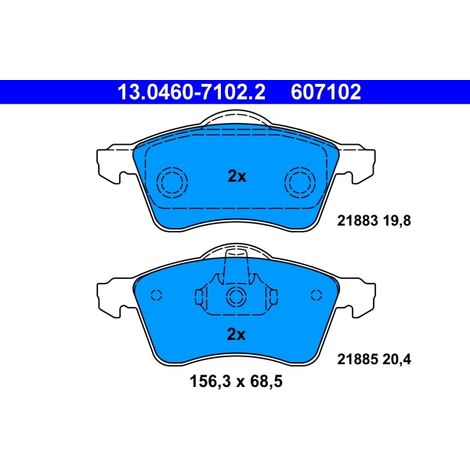 Kit de plaquettes de frein, frein à disque ATE 13.0460-7102.2 VW 7D0 698 151