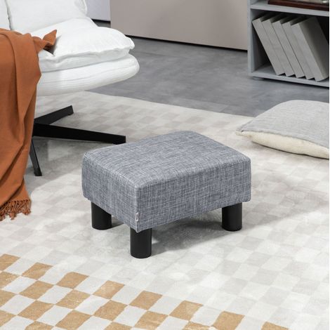 Pouf rettangolare in lino grigio 40 x 30 x 24 cm, portata massima 110 kg DESVIAE (1/5)