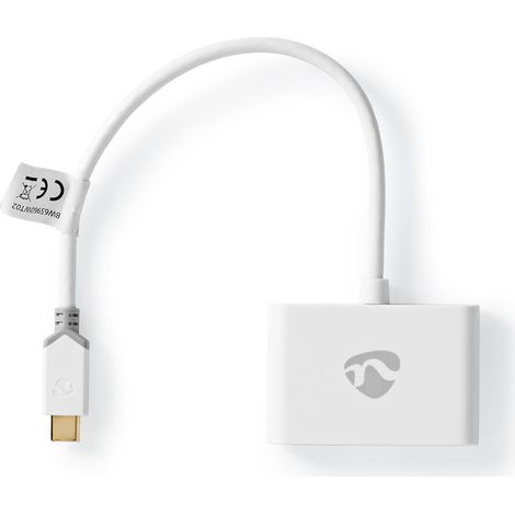 Adattatore usb multiporta usb 31 gen1 usb c maschio 2x usb a 1000 mbps 020 m rotondo placcato oro pvc bianco scatola con finestra (1/4)