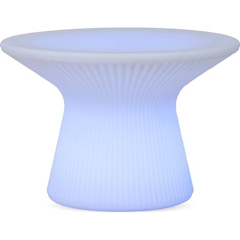 CAPRI 75 Table basse de 75 cm de haut avec lumière et recharge solaire ou par batterie pour une utilisation intérieure et extérieure. Lumière RGB