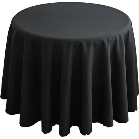 Nappe ronde Noir 160cm Polyester pour table basse & table à manger