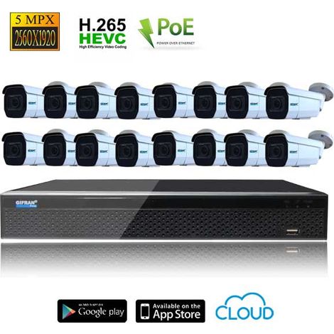 Kit videosorveglianza POE 16 telecamere da esterno 5MPX (1/4)