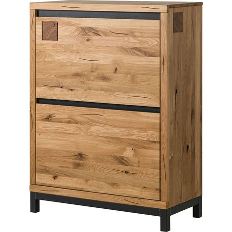 Schuhschrank Wildeiche 90x40x120 natur geölt VILLANDERS 135